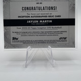 2022 23 Topps OTE Inception Jaylen Martin Pink Rookie Patch Auto 30 + Auto 149 (2)