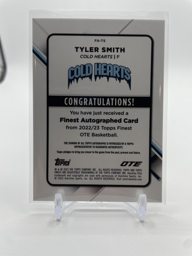 2022 23 Topps OTE Finest Tyler Smith Refractor Rookie Auto #FA TS (2).1