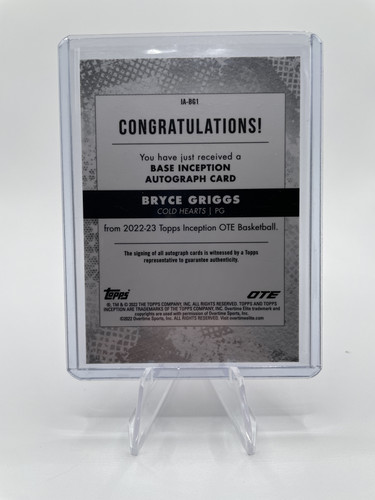 2022 23 Topps OTE Inception Bryce Griggs Auto 99 + Aqua 75 + 199 & Pink 150 (3).1