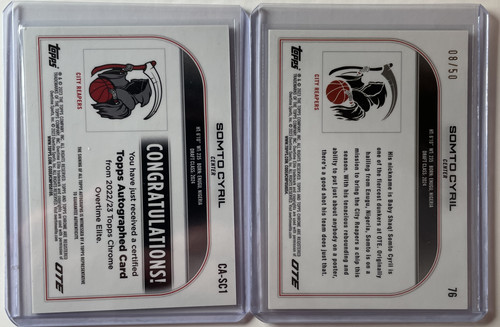 2022 23 Topps OTE Chrome Somto Cyril Auto + Gold Refractor 50 + Base Set (x13) (3).1