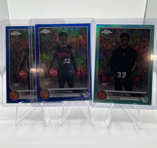 2022 23 Topps OTE Chrome Somto Cyril Blue Refractor Rookie 99 (x2) + Aqua 199 (1).1