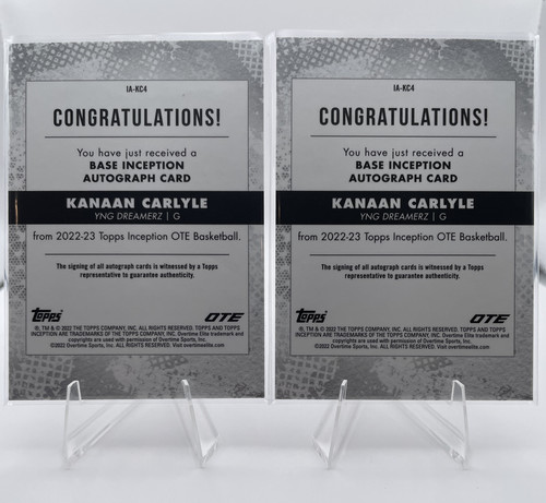 2022 23 Topps OTE Inception Kanaan Carlyle Auto 199 + Chrome Auto Set (x4) (5).1