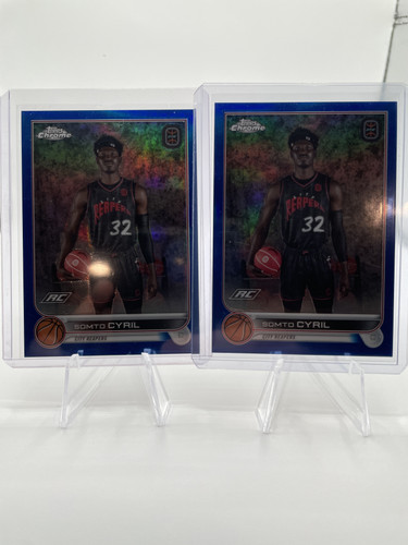 2022 23 Topps OTE Chrome Somto Cyril Blue Refractor Rookie 99 (x2) + Aqua 199 (2).1