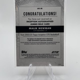 2022 23 Topps OTE Inception Malik Bowman Orange Jumbo Rookie Patch Auto 25 (2)