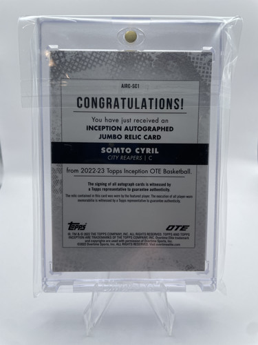 2022 23 Topps OTE Inception Somto Cyril Jumbo Relic Patch Auto 99 (2).1