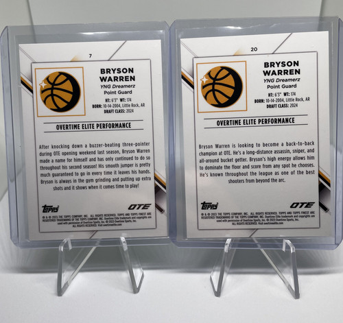 2022 23 Topps OTE Inception Bryson Warren Patch Auto 149 + Refractor Set (x15) ().1