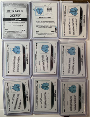 2022 23 Topps OTE Inception Bryce Griggs Auto 99 Aqua 75 Pink 150 + Set (x30) (3).1