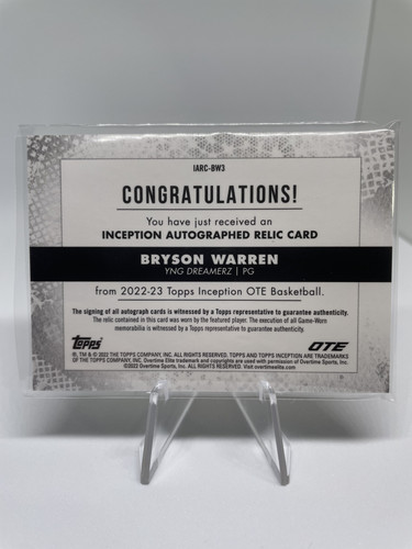 2022 23 Topps OTE Inception Bryson Warren Patch Auto 149 + Refractor Set (x15) (3).1