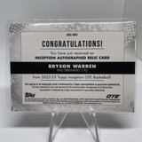 2022 23 Topps OTE Inception Bryson Warren Patch Auto 149 + Refractor Set (x15) (3)