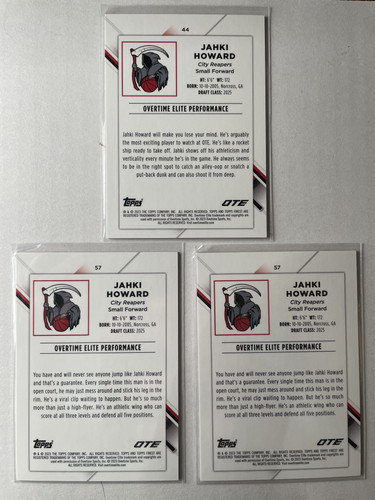 2022 23 Topps OTE Finest Jahki Howard Green 99 Blue 150 Pink 125 Set (x9) (3).1