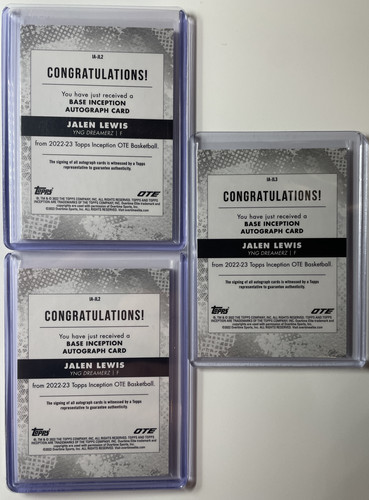 2022 23 Topps OTE Inception Jalen Lewis Pink Rookie Auto 99 Set (x3) (2).1