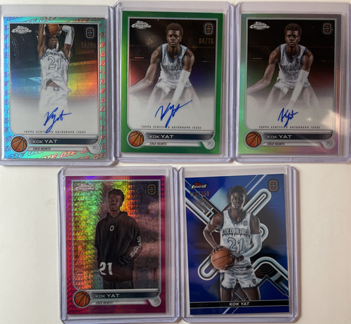 2022 23 Topps OTE Chrome Kok Yat Green Auto 75 Aqua Auto 99 + Refractors (x23) (2)