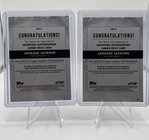 2022 23 Topps OTE Inception Jahzare Jackson Orange Patch Auto 25 + Auto 99 (2).1