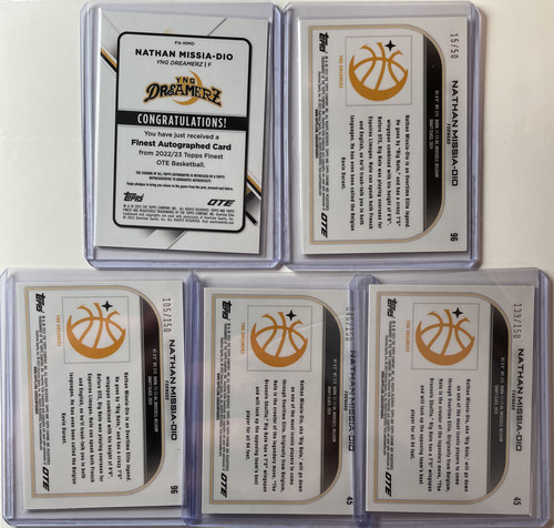 2022 23 Topps OTE Chrome Nathan Missia Dio Gold 50 Pink 150 + Finest Auto Set (2).1