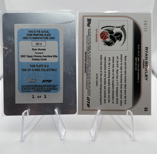 2022 23 Topps OTE Chrome Ryan Bewley 11 Printing Plate + Orange Refractor 25 (2).1