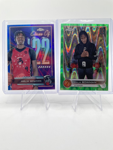 2022 23 Topps OTE Chrome Malik Bowman Auto (x2) + Blue 50 Green 75 & 11 Insert (3)