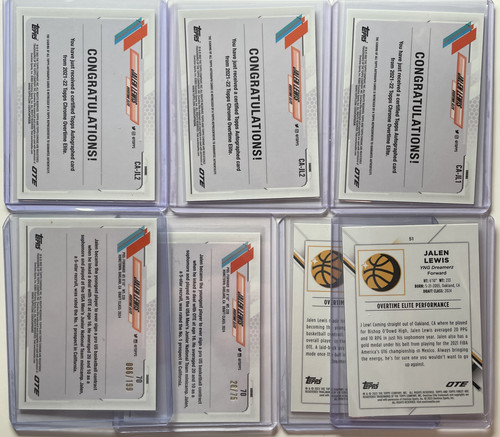 2021 22 Topps OTE Chrome Jalen Lewis Refractor Auto Set (x3) Gold 50 Green 75 (2).1