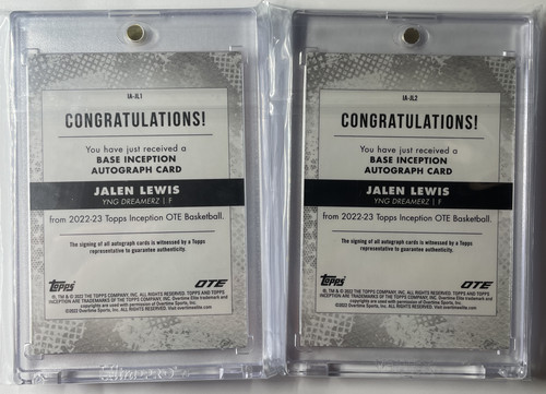 2022 23 Topps OTE Inception Jalen Lewis Orange Rookie Auto 50 Set (x2) (2).1