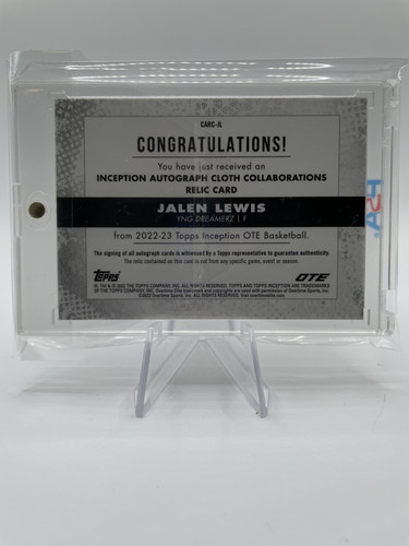 2022 23 Topps OTE Inception Jalen Lewis Cloth Collaborations Blue Patch Auto 5 (2).1