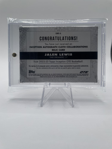 2022 23 Topps OTE Inception Jalen Lewis Cloth Collaborations Gold Patch Auto 50 (2).1