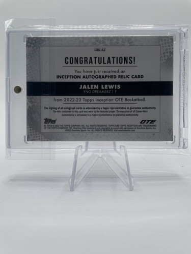 2022 23 Topps OTE Inception Jalen Lewis Blue Rookie Patch Auto 5 (2).1