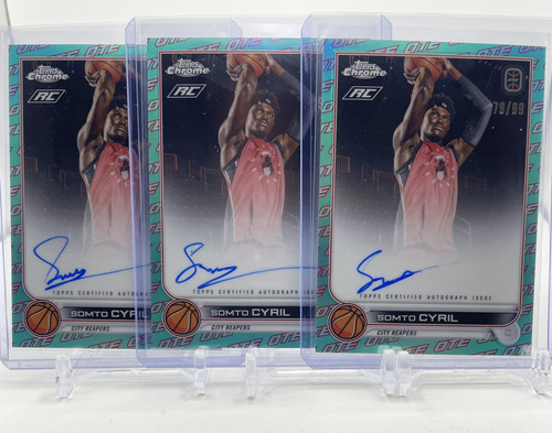 2022 23 Topps OTE Chrome Somto Cyril Aqua OTE Border Refractor Auto 99 Set (x3) (1).1