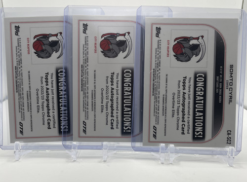 2022 23 Topps OTE Chrome Somto Cyril Aqua OTE Border Refractor Auto 99 Set (x3) (2).1