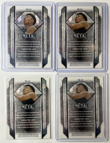 2021 22 Leaf Metal Langston Love Rookie Auto Set (x4) Black 5 Blue 20 25 50 (2).1