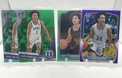 2021 24 Bowman U Chrome Jared McCain Green Refractor 99 + Aqua 299 Set (x4) (1).1