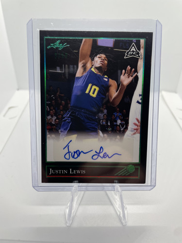 2021 22 Leaf Memories Justin Lewis Green Foil Rookie Auto 99 (1).1