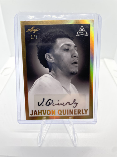 2021 22 Leaf Memories Jahvon Quinerly Gold Foil Rookie Auto 5 (1).1