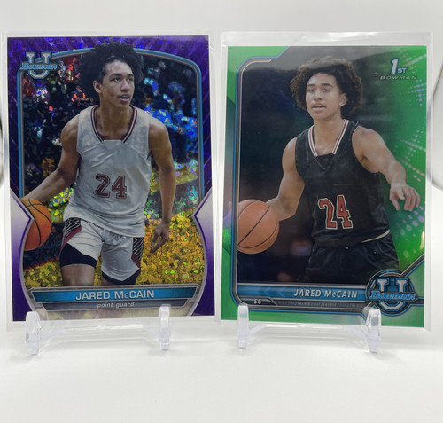 2021 24 Bowman U Chrome Jared McCain Green Refractor 99 + Aqua 299 Set (x4) (4).1