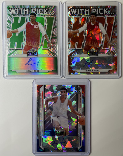 2021 22 Leaf Metal Isaiah Todd With Pick Orange Rookie Auto 4 RWB Prizm 5 +10 (1).1