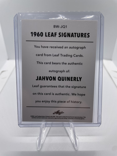 2021 22 Leaf Memories Jahvon Quinerly Gold Foil Rookie Auto 5 (2).1
