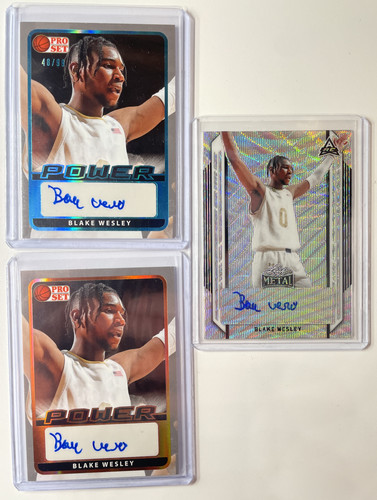 2021 22 Leaf Pro Set Blake Wesley Rookie Auto Set (x3) Aqua 99 + Metal Prizm SP (1).1