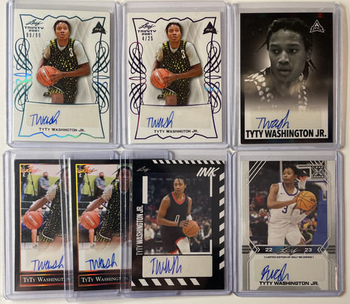 2021 22 Leaf Trinity + Memories TyTy Washington Rookie Auto Set (x7) 15 25 99 (1).1