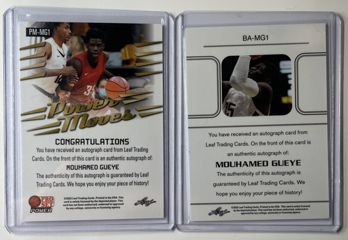 2021 22 Leaf Pro Set Mouhamed Gueye Platinum Rookie Auto 10 + Memories Bronze (2).1