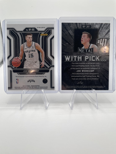 2021 22 Panini Prizm Joe Wieskamp Penmanship Silver Rookie Auto + Leaf Auto (2).1