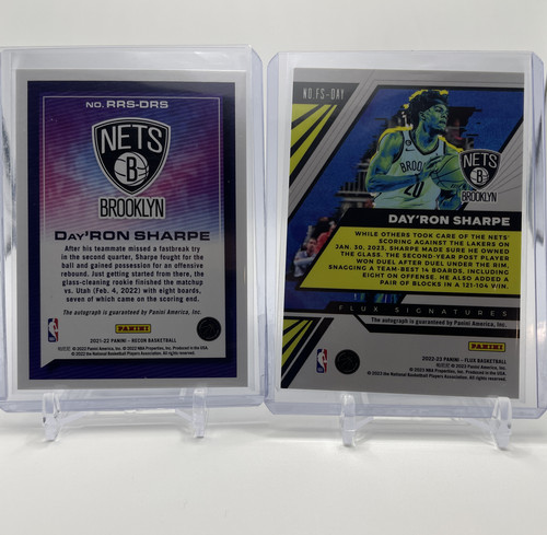 2021 22 Panini Recon Day'ron Sharpe Rookie Auto + 2022 23 Panini Flux Auto (2).1