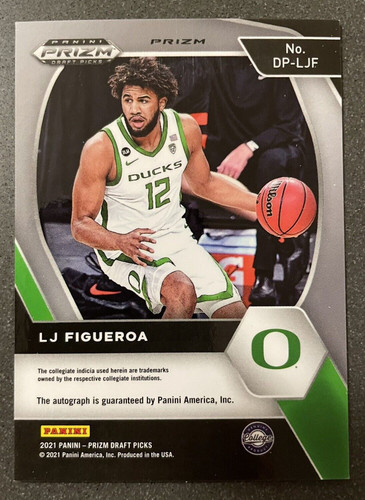 2021 Panini Prizm Draft Picks LJ Figueroa Green Rookie Auto #DP LJF (2).1