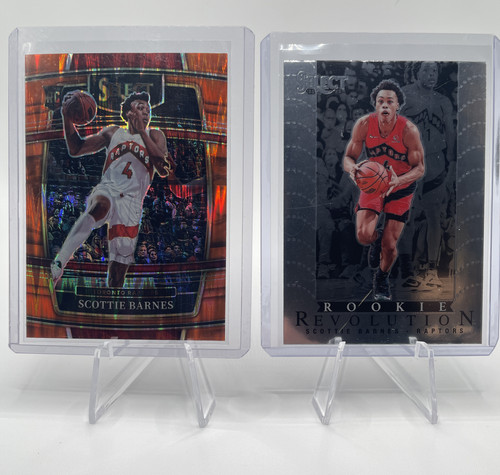 2021 22 Panini Chronicles Scottie Barnes Blue Rookie 99 + Select Prizm Inserts (4).1