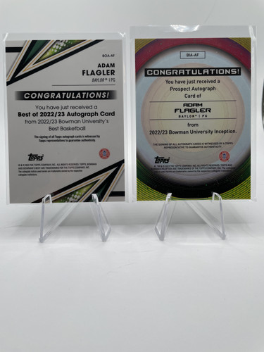 2022 23 Bowman U Inception Adam Flagler Gold Auto 50 + Best Auto (x4) (5).1
