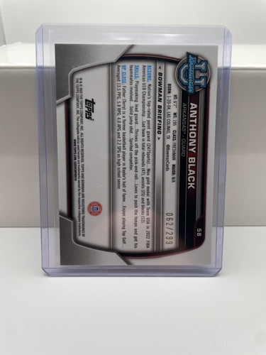 2022 23 Bowman University Anthony Black RC Blue Refractor 150 Aqua 199 (x5) (7).1