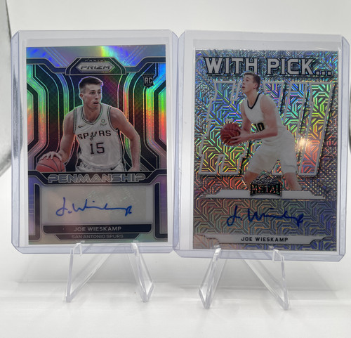 2021 22 Panini Prizm Joe Wieskamp Penmanship Silver Rookie Auto + Leaf Auto (1).1