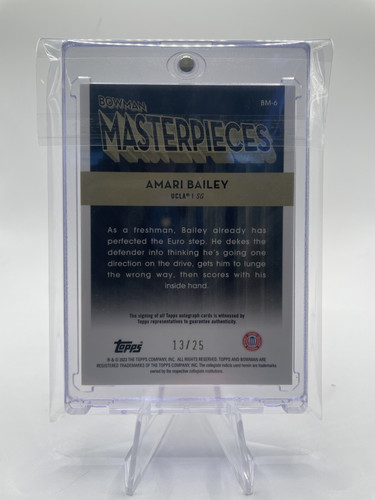 2022 23 Bowman University Best Amari Bailey Masterpieces Speckle Rookie Auto 25 (2).1