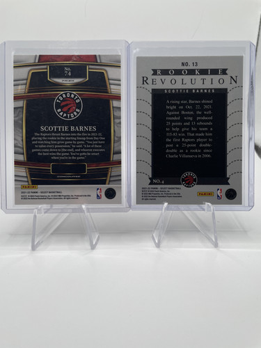 2021 22 Panini Chronicles Scottie Barnes Blue Rookie 99 + Select Prizm Inserts (5).1