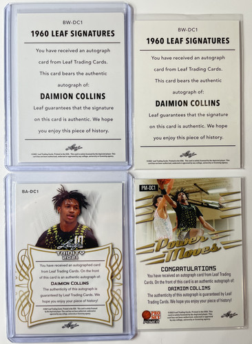 2021 22 Leaf Trinity + Memories Daimion Collins Rookie Auto Set 50 99 (x4) (2).1