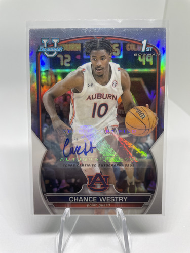 2022 23 Bowman University Chrome Chance Westry Refractor Auto 499 Rookie (1).1
