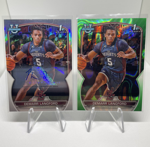 2022 23 Bowman University Chrome Demarr Langford Auto 499 + Green Refractor 99 (1).1