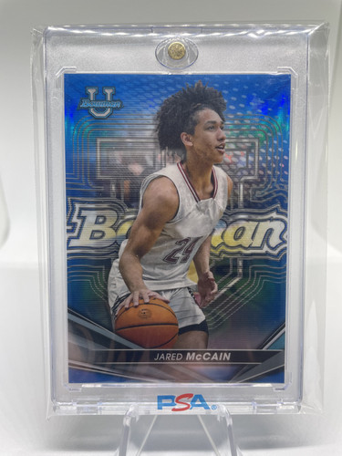 2022 23 Bowman University Best Jared McCain Blue Refractor Rookie 150 (1).1